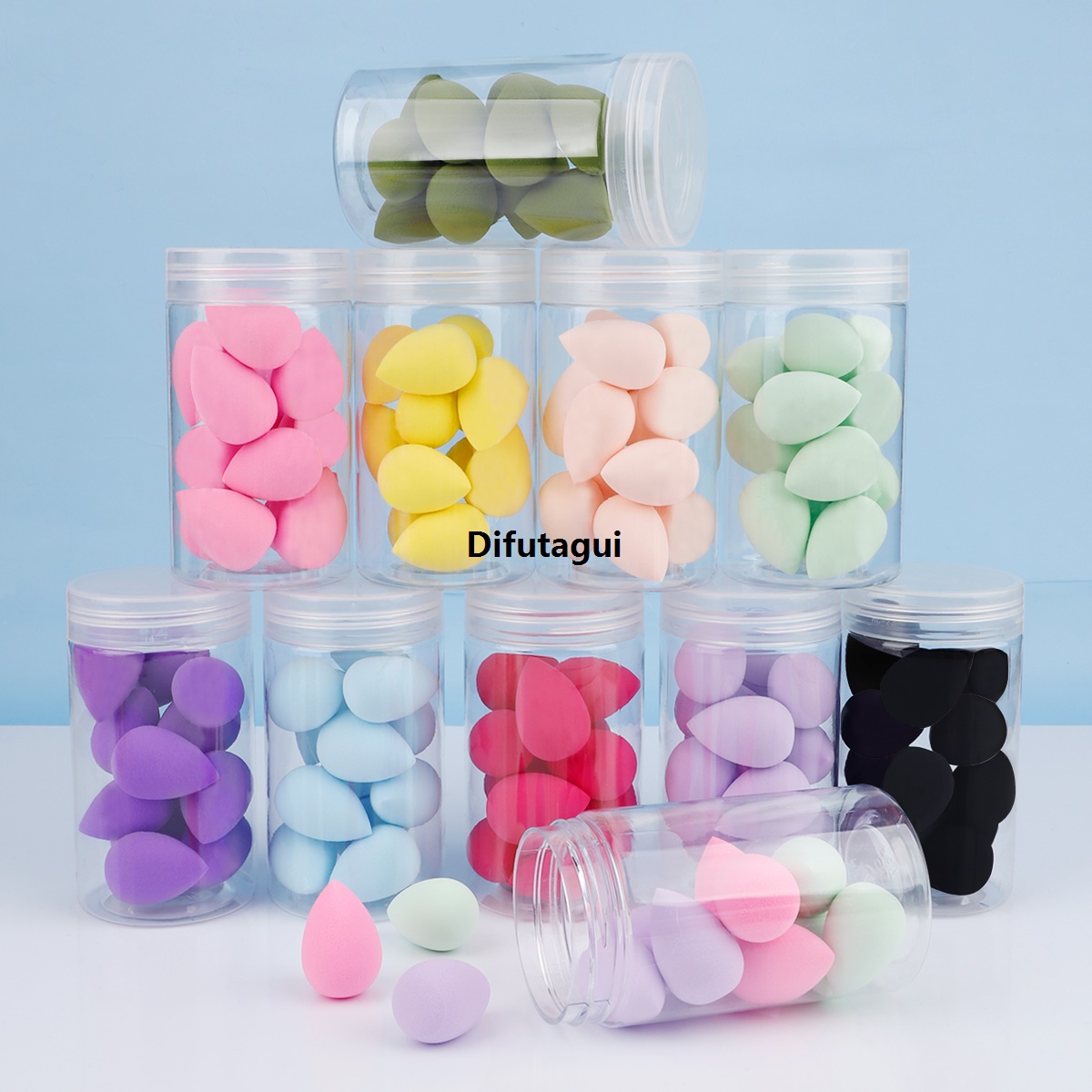 Difutagui 12pcs Mini Beauty Sponge Egg Water Drop Small Makeup Egg powder puff Dry Wet Combined Cosmetic Tools With Storage Box