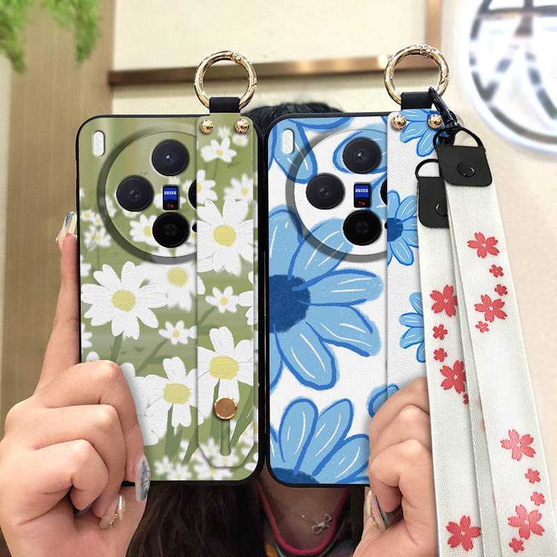 Wristband Anti-knock Phone Case For Vivo V60 Lite Waterproof Durable Ring Oil Painting Flower Shockproof Protective