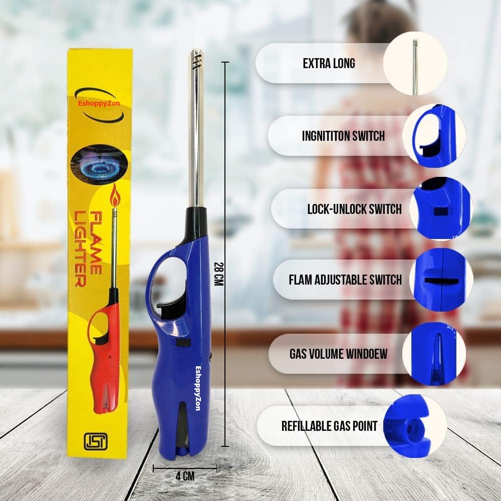 Refillable Gas Lighter for Kitchen Gas Stove Adjustable Gun Flame Matchless Flame Lighter and Multipurpose Use for Candle, Diya, Barbecue, Incense, Cooking