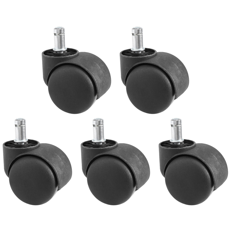 Nullmul 50mm Office Chair Roller Castor Wheels - Set of 5 - Black