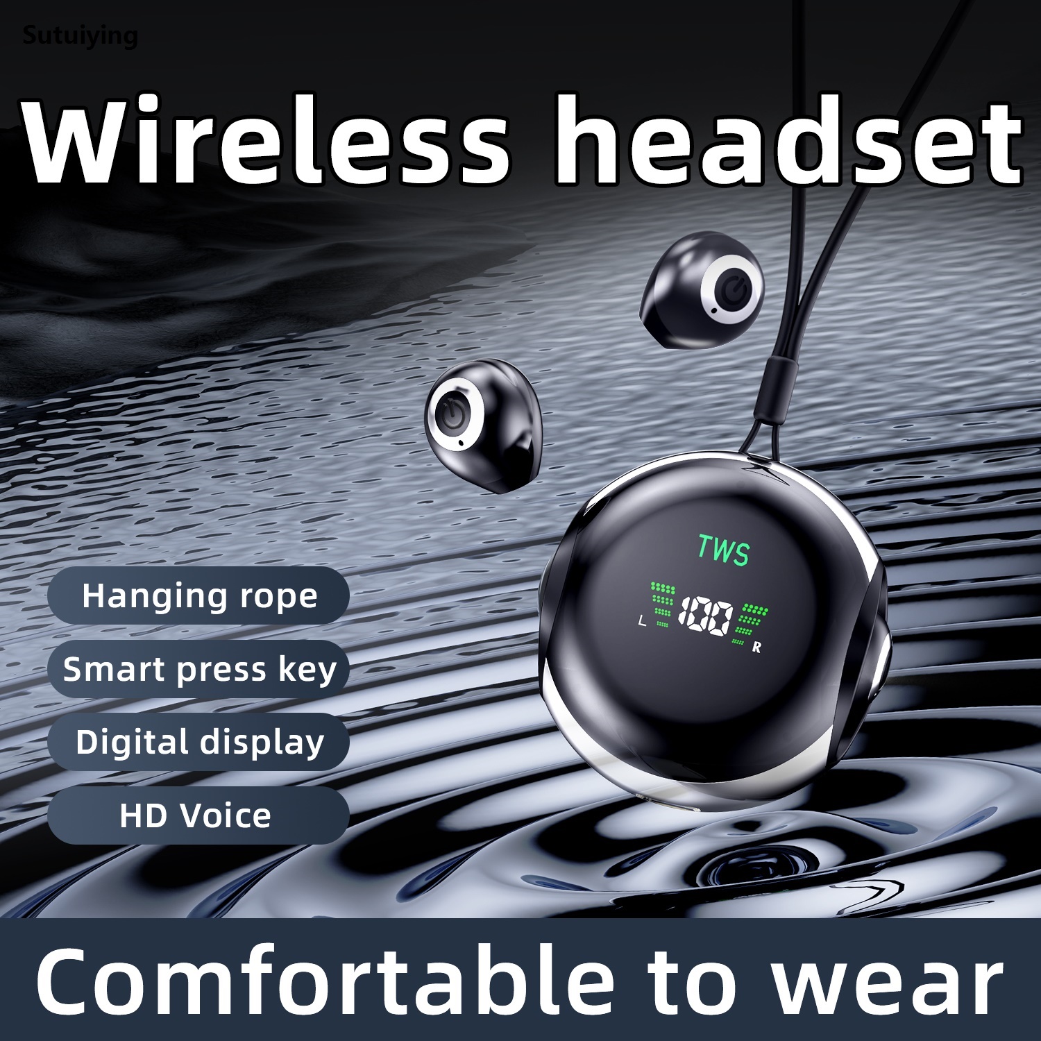 Sutuiying Wireless sports Bluetooth earphones TWS dual ear invisible Profesional in ear sleep mini noise cancelling painless call earphones