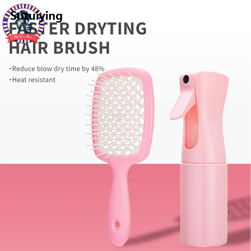 Sutuiying 2-Piece Hairdressing men Bottle Set Comb Set Detangling Hair Brush Portable Detangler Comb Barber Shop Professional Hairdressing Tools