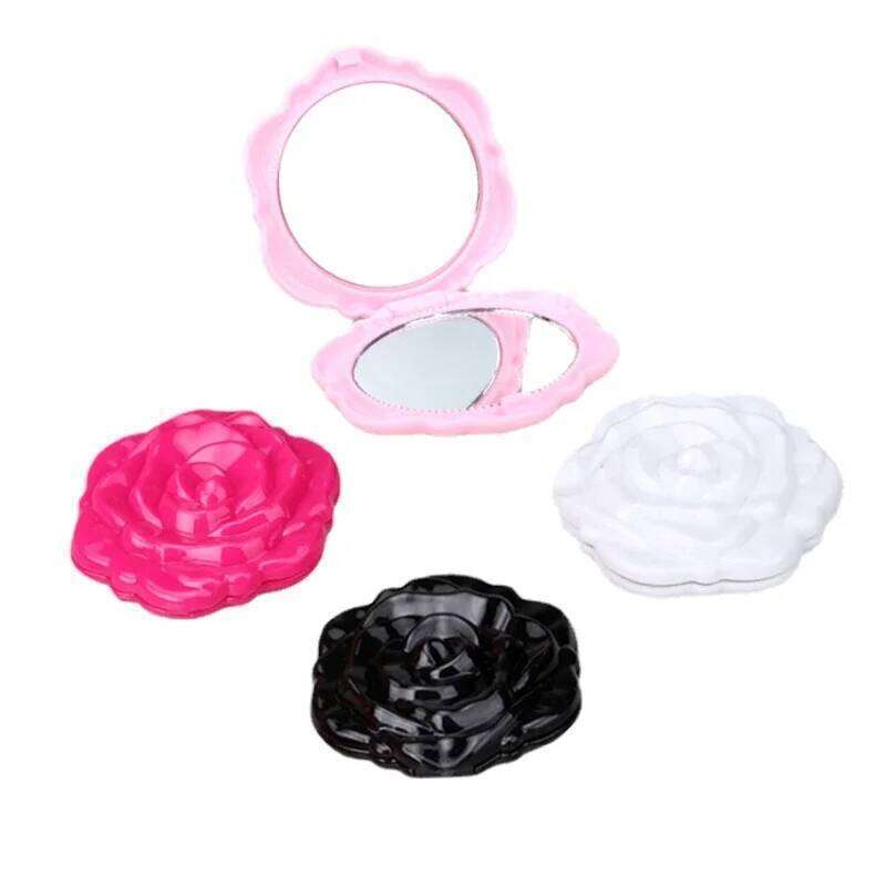 1PC Portable Mini Retro Rose Flower Small Pocket Makeup Mirror Double Sided Hand Mirrors Compact Cosmetic Beauty Tool