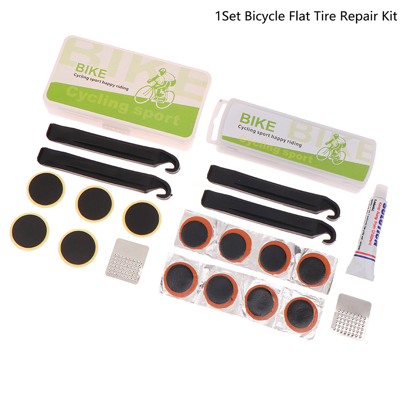 Portable Bicycle Flat Tire Repair Kit - Inner Tube Patching Tools, Tyre Levers & Repair Pads with Cold Patch Sealant