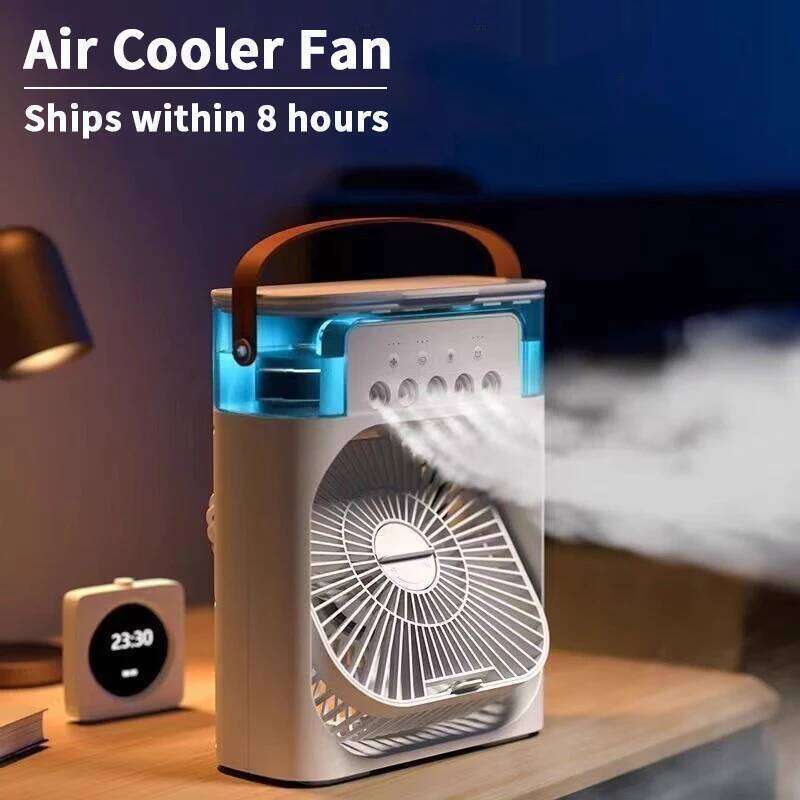 Household Small Cooler Three-in-one LED Night Light Portable Humidifier Air Conditioner Fan Office Home