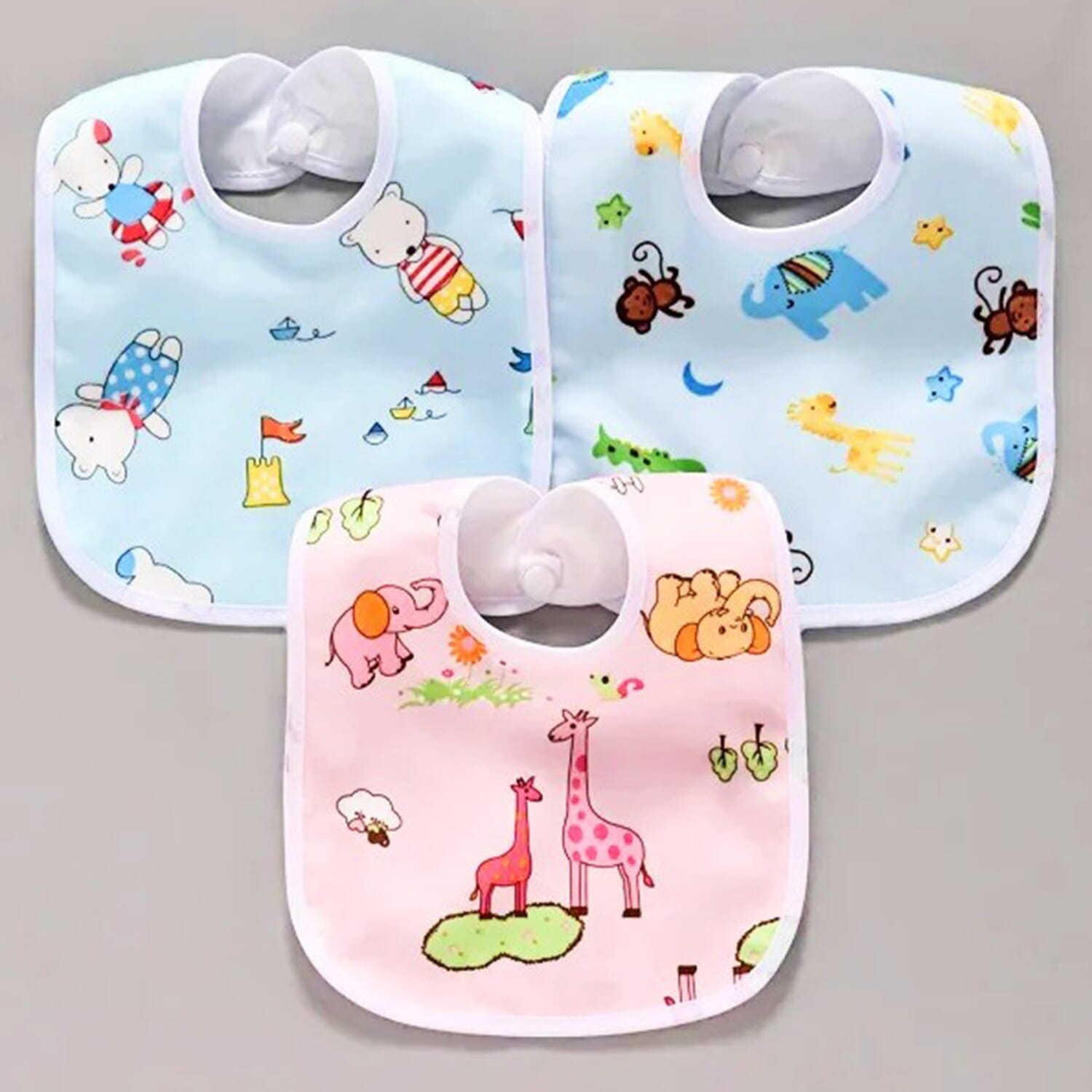 3 Pieces Waterproof Combo Pack Baby Bibs for Baby - Multicolor