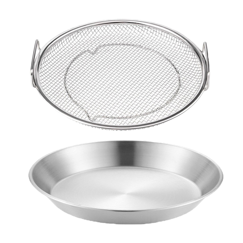 2 PCS Kitchen Oil Strainer Pan Frying Oil Strainer Pan Fine Mesh Strainer Basket Silver Stainless Steel for Frying BBQ French Fries