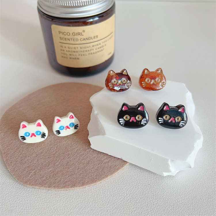 【Special offer】Japanese Style Cute Cat Ear Stud Women's 2023 New Western Style Niche Design Fashion All-match Small and Exquisite Earrings