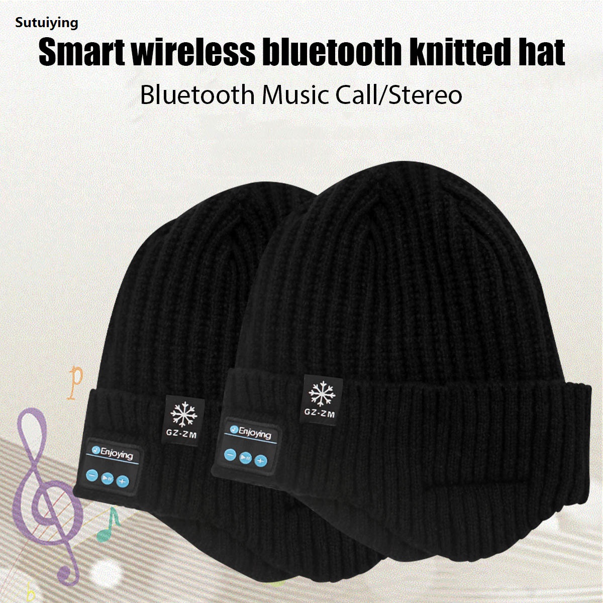 Sutuiying Wireless Bluetooth Hat Outdoor Warm Music Headset With Mic Handsfree Luxury Rechargeable Bluetooth Earphone For Men Women Cap Headphone