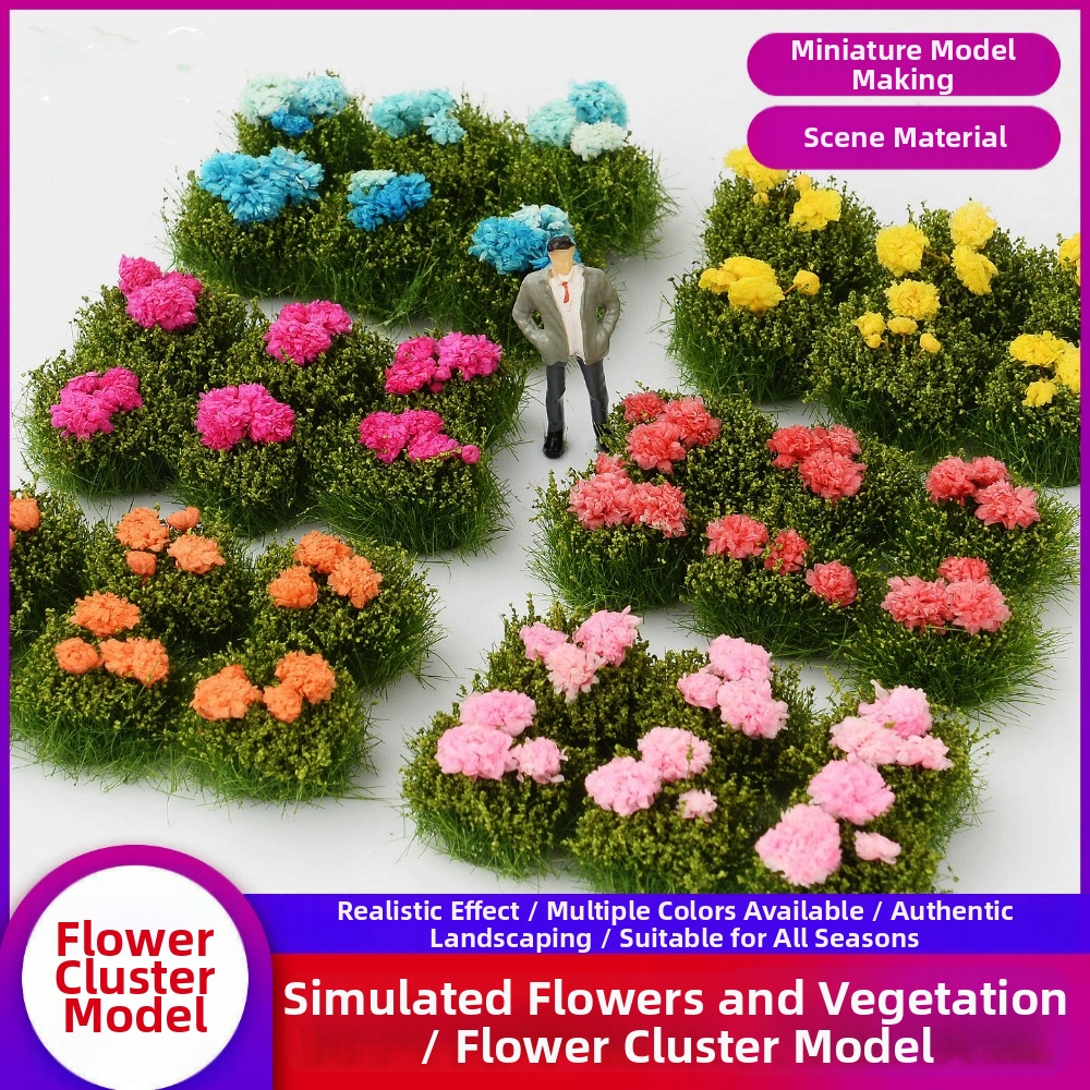 6pcs New Durable Artificial Model Flower 2*1.8cm 7 Colors DIY Miniature Garden Decor Static Scenery Model