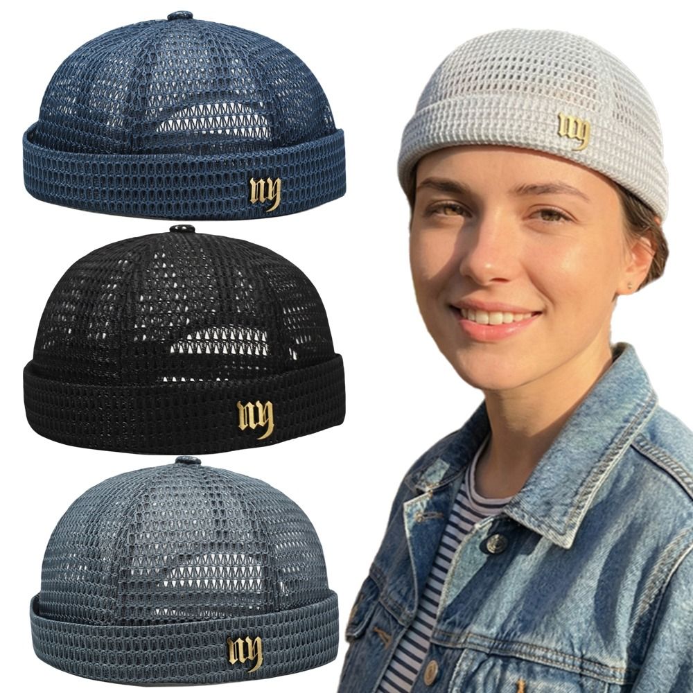 New Brimless Mesh Hat Multicolor Ultra-Light Beanie Street Hat Adjustable Landlord Hat Summer Spring