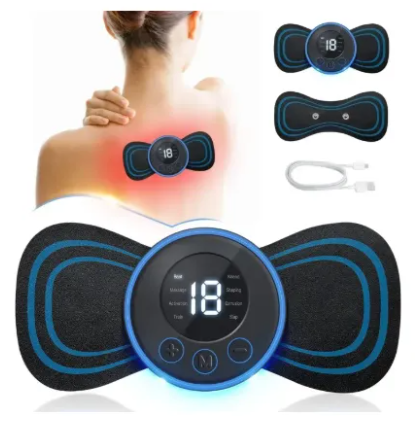 Wireless EMS Body Massager Machine for Pain Relief | 8 Modes & 19 Intensity Levels | Mini Butterfly Massager for Neck, Back, Legs & Shoulder | Portable Vibration Therapy Device