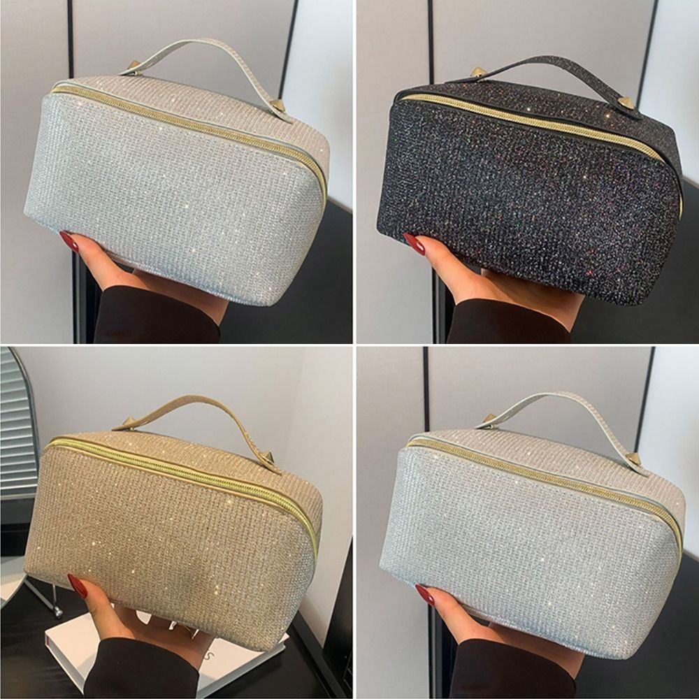 High-quality Shiny Cosmetic Bag Travel Organizer Large Capacity Makeup Bag Portable Washbag