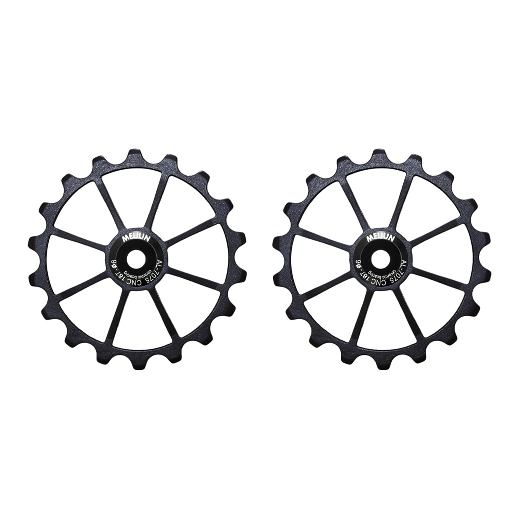 JAERBEE MEIJUN 2X 18T Bicycle Rear Derailleur Wheel Ceramic Bearing Pulley Road Bike Guide Roller Idler 4mm 5mm 6mm(Black)