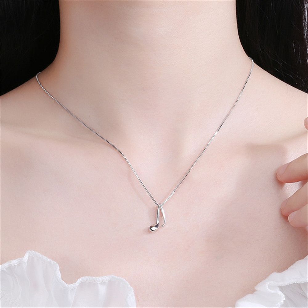 Yuanyan Hip Hop New 925 Sterling Silver Art Music Note Pendant Necklaces For Women Girl Student Jewelry XN065