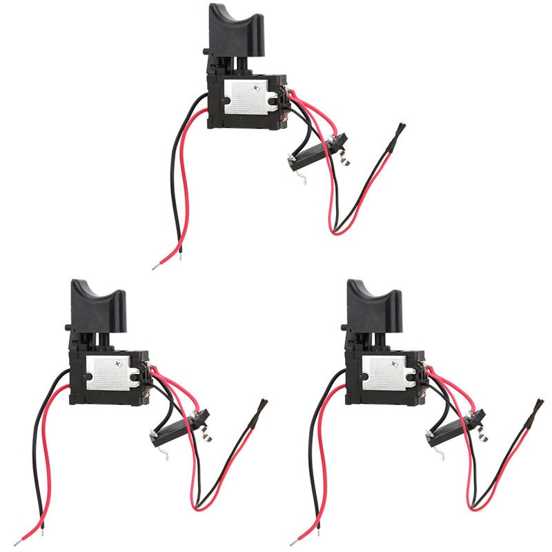(GGBR) 3X 7.2V- 24V Drill Speed Controller Drill Switch Lithium Battery Cordless Drill Speed Control Trigger Switch with Light