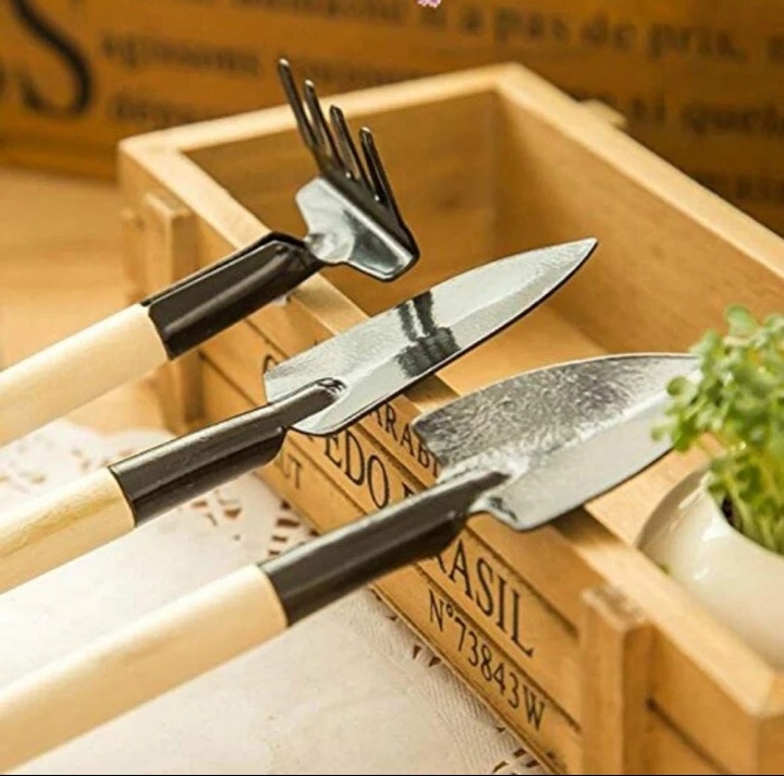 3pc Mini Portable Gardening Tool Shovel Rake Spade Plant Garden Soil Raising Flower Wooden Handle Tool Set Soil Shovel For Small Plants Succulents Indoor Plants