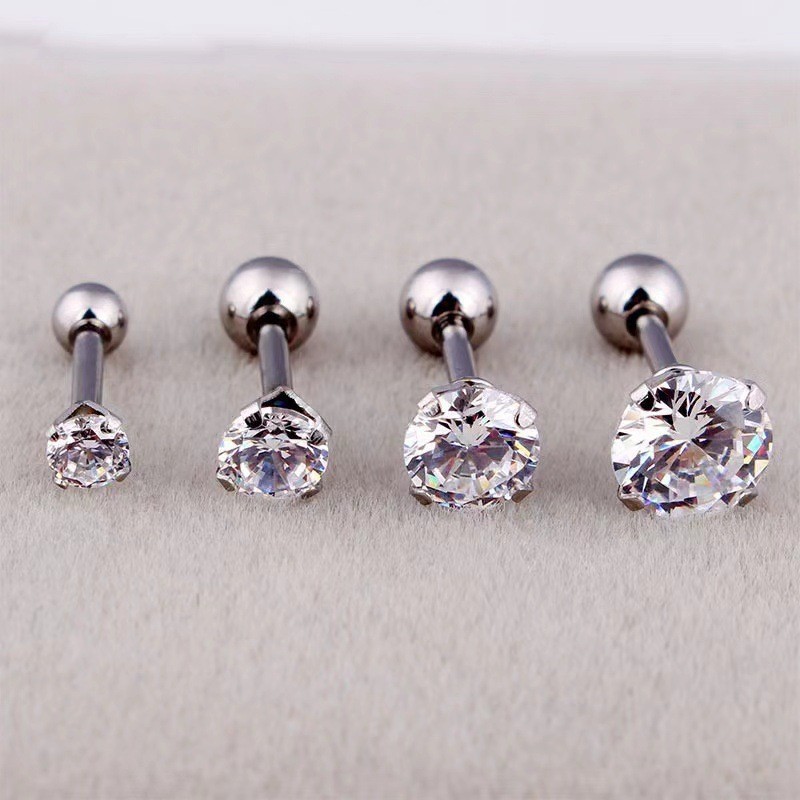 【New arrival】Popular Men's and Women's 4 Claw Zircon Titanium Steel Women's Personality Small Earrings Ear Studs Paw Ear Bone