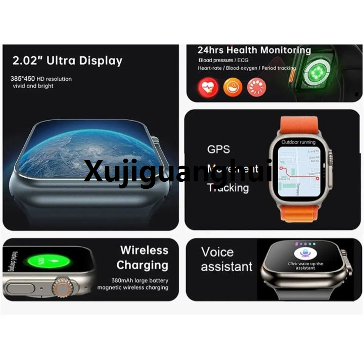 Xujiguanghui Ultra smart watch ,luxurious look,Android watch,genuine ocean silicon starps.
