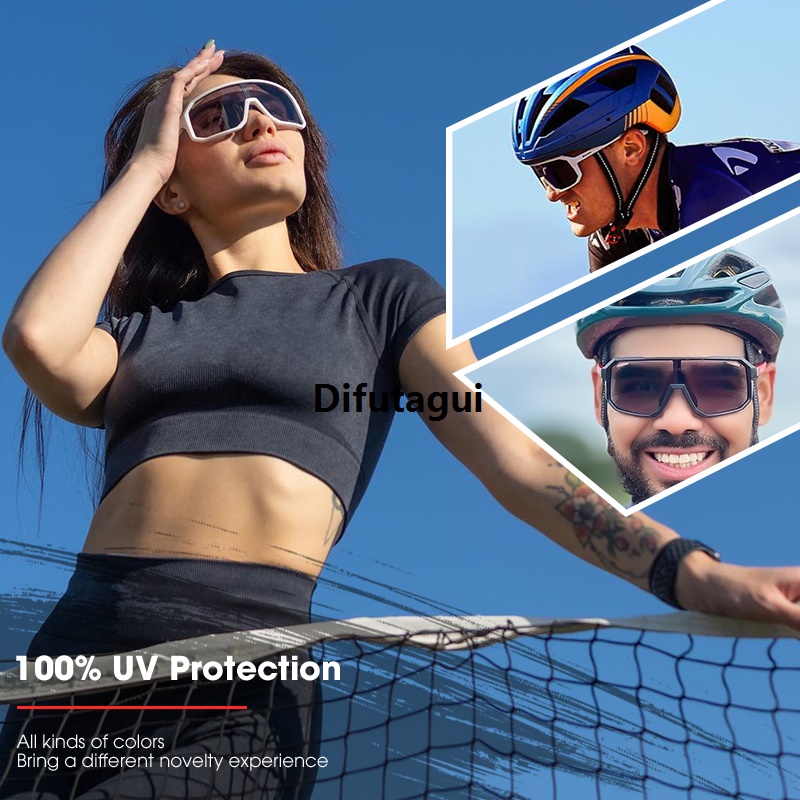 Difutagui Fifty percent discount 2 Packs Photochromic Riding Cycling Sunglasses Mtb Cycling Glasses Goggles Bicycle Mountain Bike Men's Women Sport Eyewear