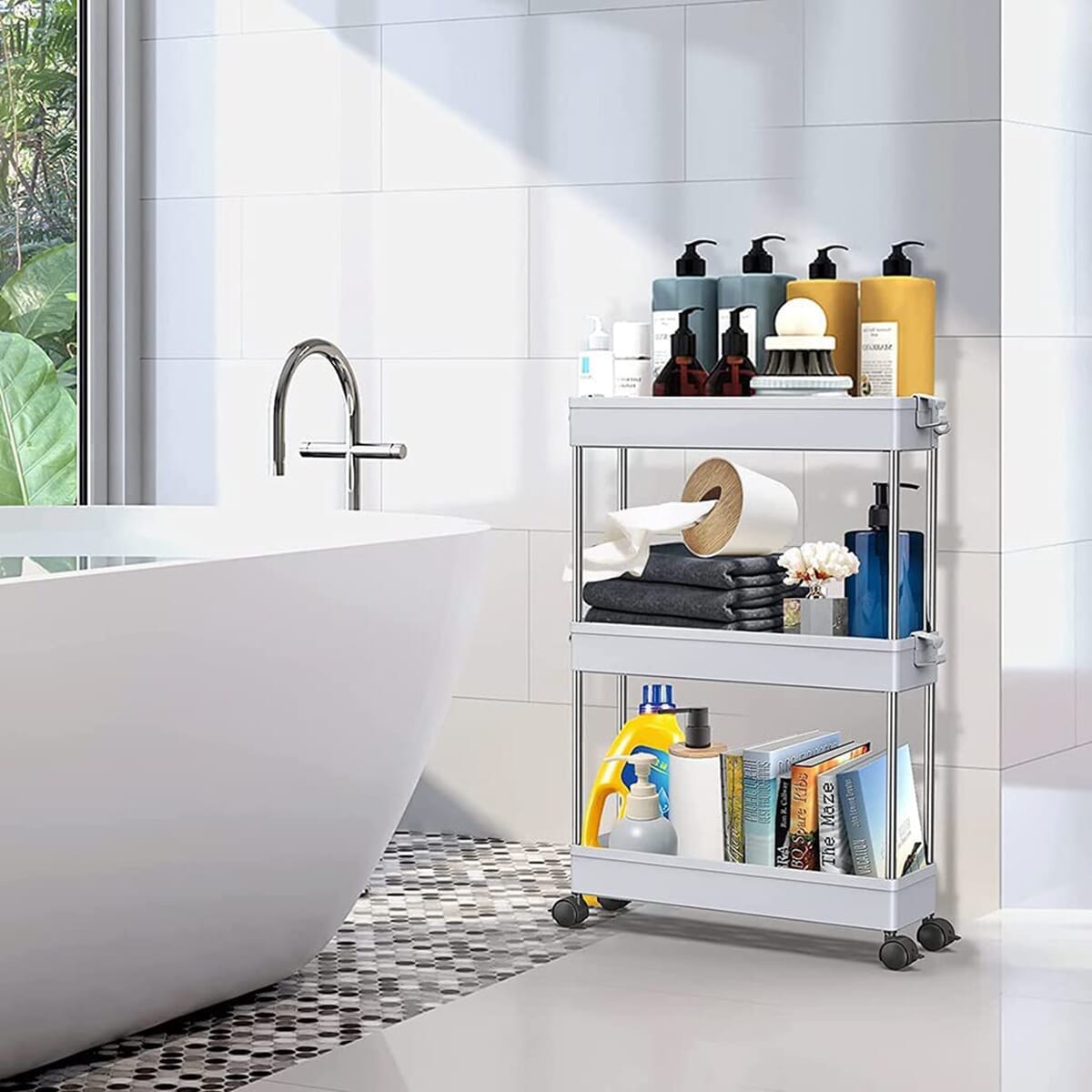 4 Layer Slim Storage Moving Rack Shelf Kitchen Home Bedroom Bathroom Organizer Trolley