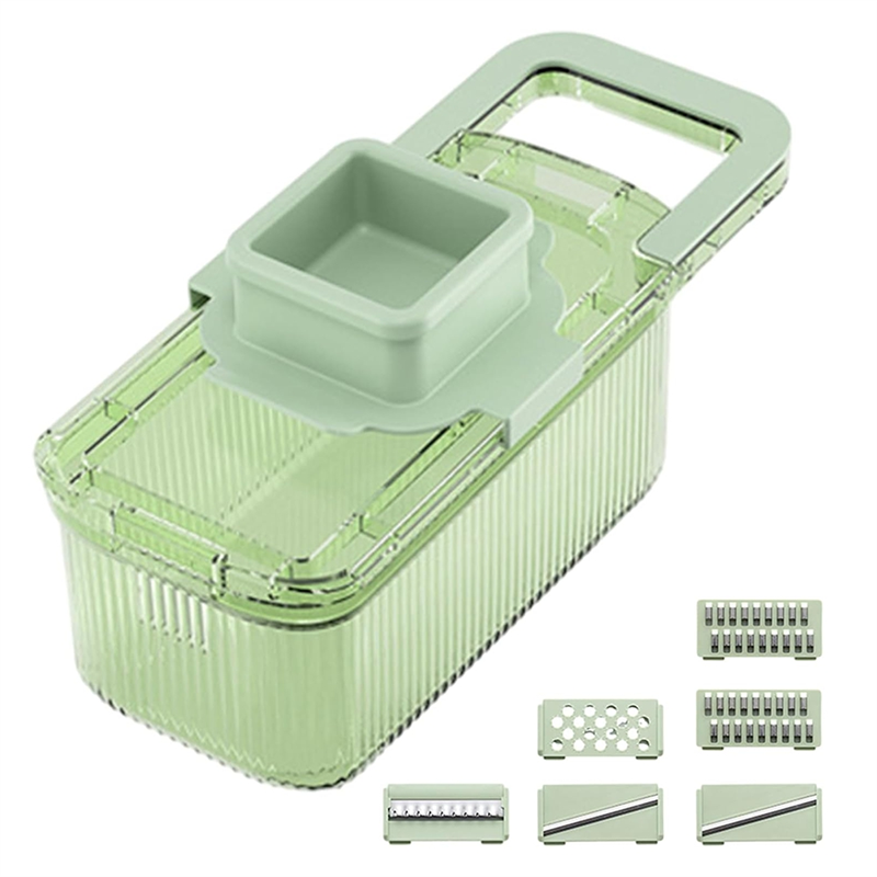 , Shredders with Clear Container, Multifunctional Manual Food Grater, Detachable Kitchen Slicing Tool A