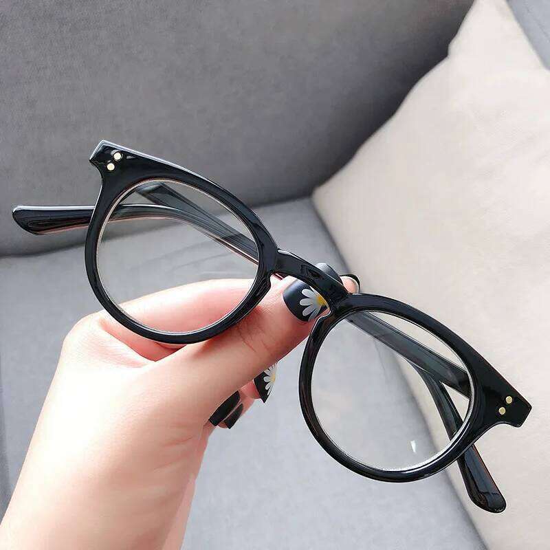 Plain Unisex Cat Eye Men and Women, PC Frame Glasses for Party, Small Round, Soft Black Frame, 2022