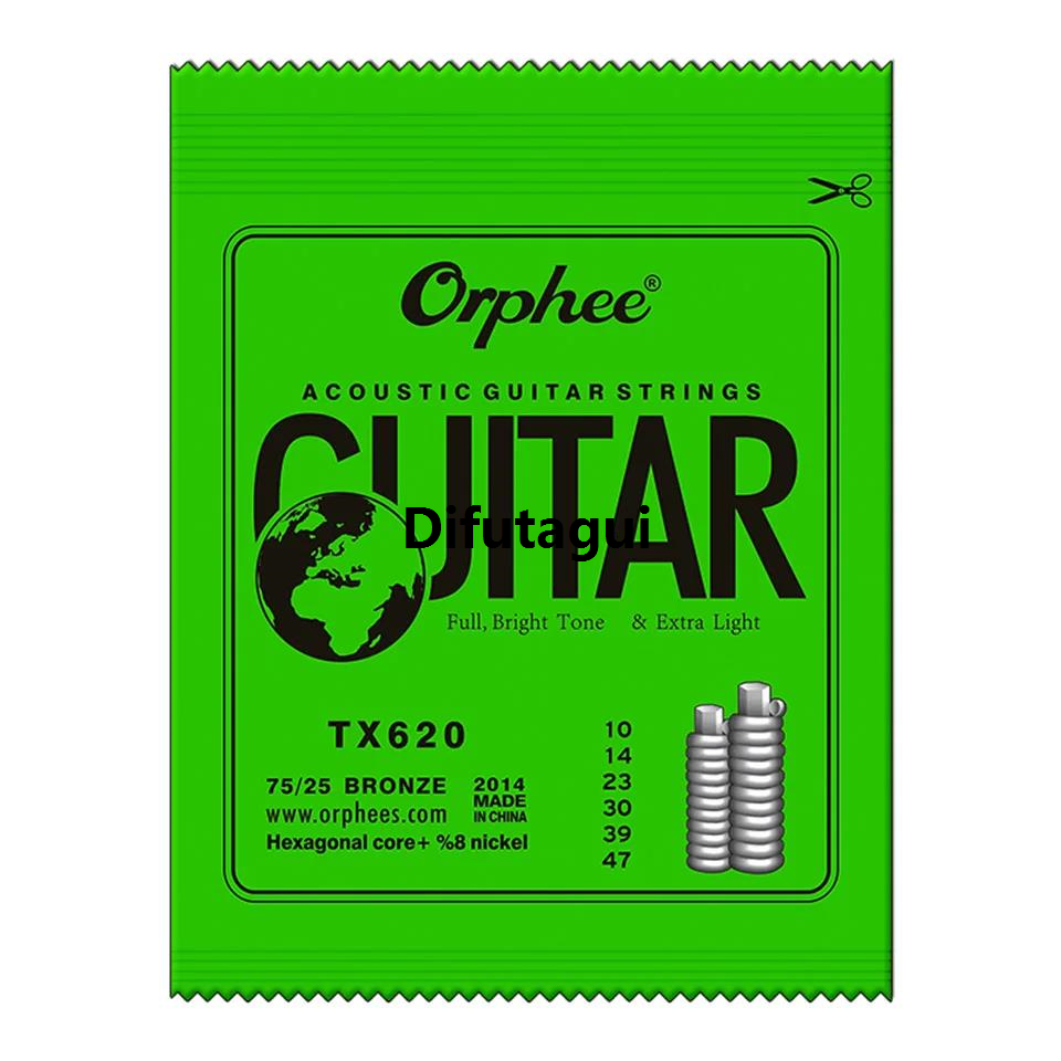 Difutagui 2025 New Orphee TX620/TX630/TX640 Acoustic Guitar String Hexagonal New Core+8% Nickel Full Bright Tone Acoustic Guitar String