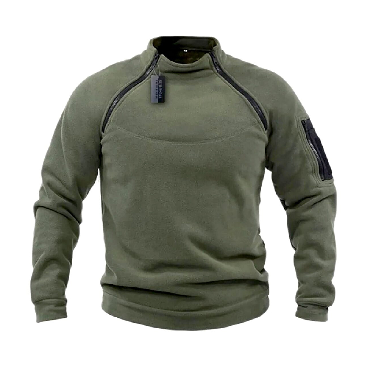 Deefuel Men's Autumn Winter Warm Solid Color Stand-up Collar Outdoor Breathable High Neck Thai Polar Fleece Sport Tops