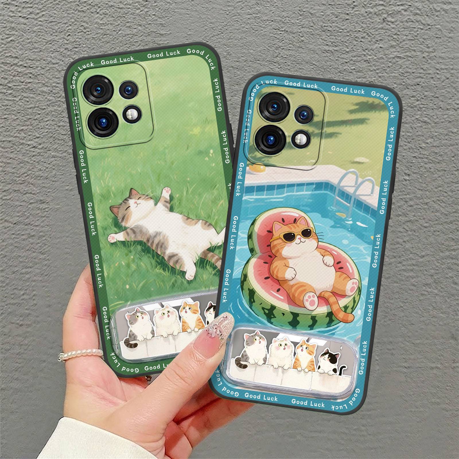Cute Dirt-resistant Phone Case For MOTO X40/X40 Pro/Edge+ 2023/Edge40 Pro Cartoon Makeup Mirror TPU Fashion Design Plush