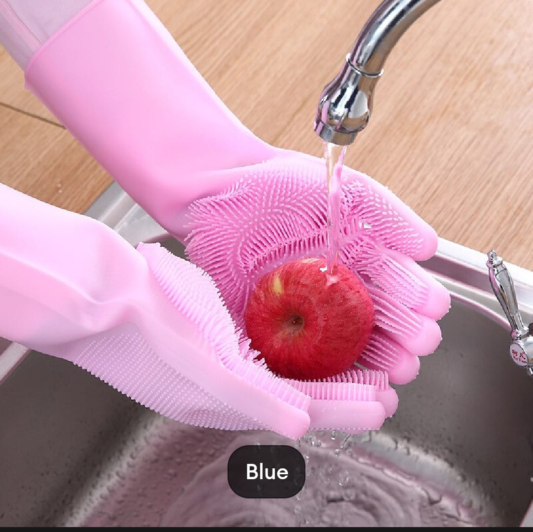 Vylon AlClean Magic Dish washing Gloves with scrubber, Silicone Cleaning Reusable Scrub Gloves for Wash Dish,Kitchen, Bathroom