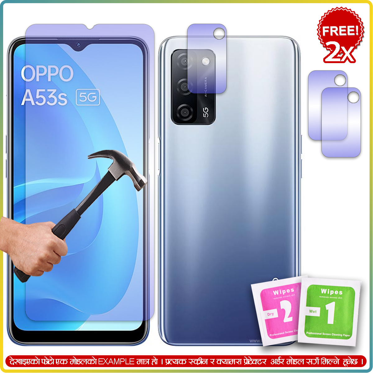 9H Nano Flexible Glass Screen Protector (Free-2Pcs Camera Guard) For Oppo A54, F19, A74, A74 5G, A54 5G, Reno5 Z, A35, A94 5G, A95 5G, A53s 5G, K9, Reno6 5G, Oppo A16, Reno6 Z, Reno6