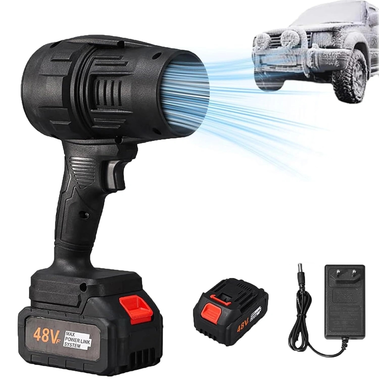 Turbo Jet Air Blower 48V Cordless 🚀 | 35000PA Portable Handheld Electric Air Duster | 24V Rechargeable Dust Cleaner for Car, Home, Keyboard, BBQ, Outdoor & Tight Spaces