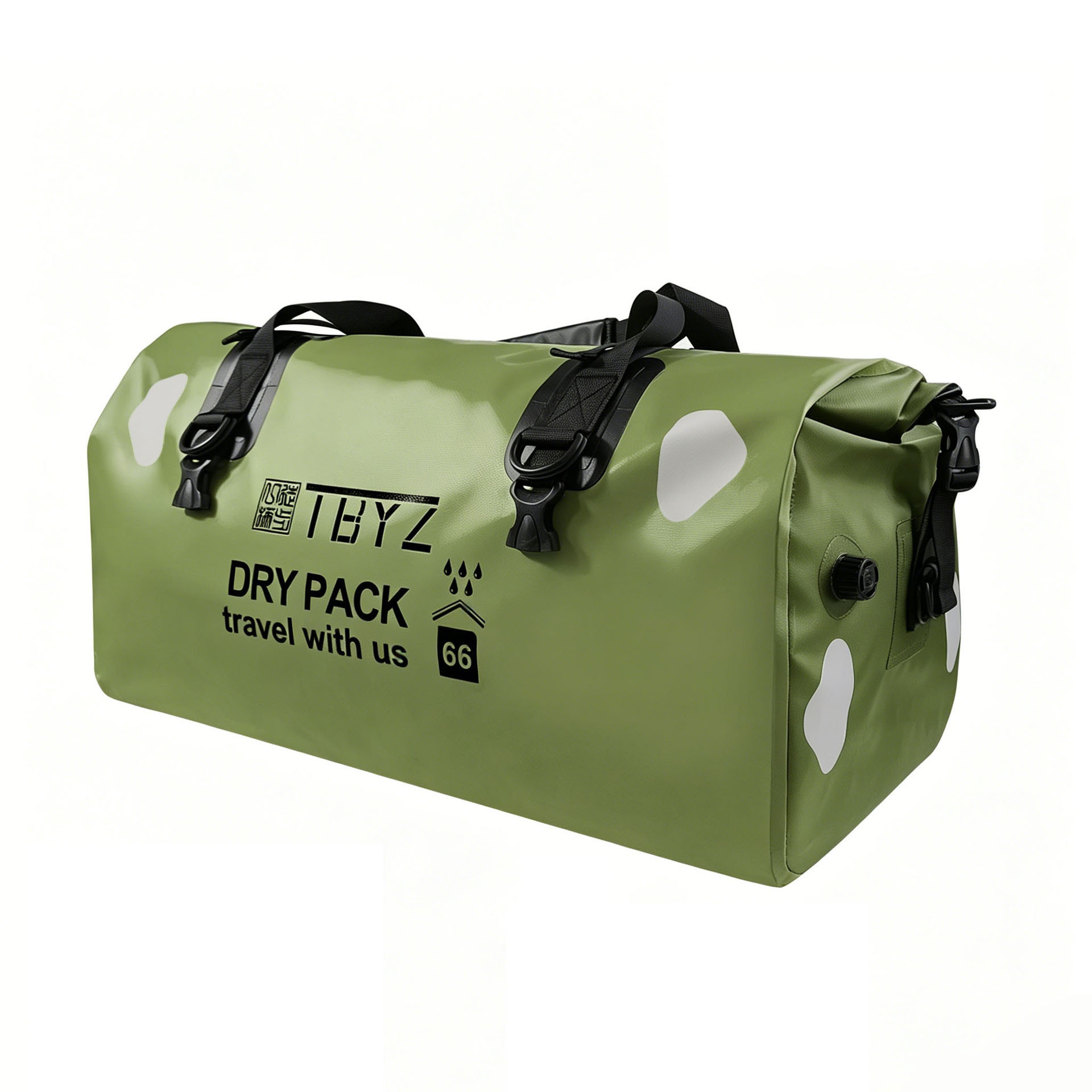 66L Motorcycle Waterproof Dry Bag PVC Heavy Duty Saddle Tail Bag, Reflective Multiway Backpack Duffel Bag with Air Valve & Wet Dry Separate Pocket for Motorbike Travel Camping Cycling