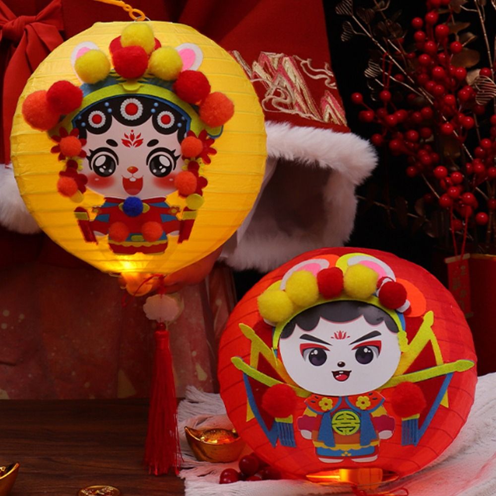 Children Toys Light Cute Chinese Rabbit Lantern Portable Blessing Handheld Paper Lantern Traditional Handmade Antique Lantern New Year