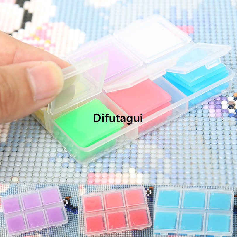 Difutagui Original 30PCS 2*2CM Diamond Painting Glue Clay With Box DIY Colorful Fifty percent discount Square Diamond Embroidery Dot Drill Mud Wax Embroidery Tool Set
