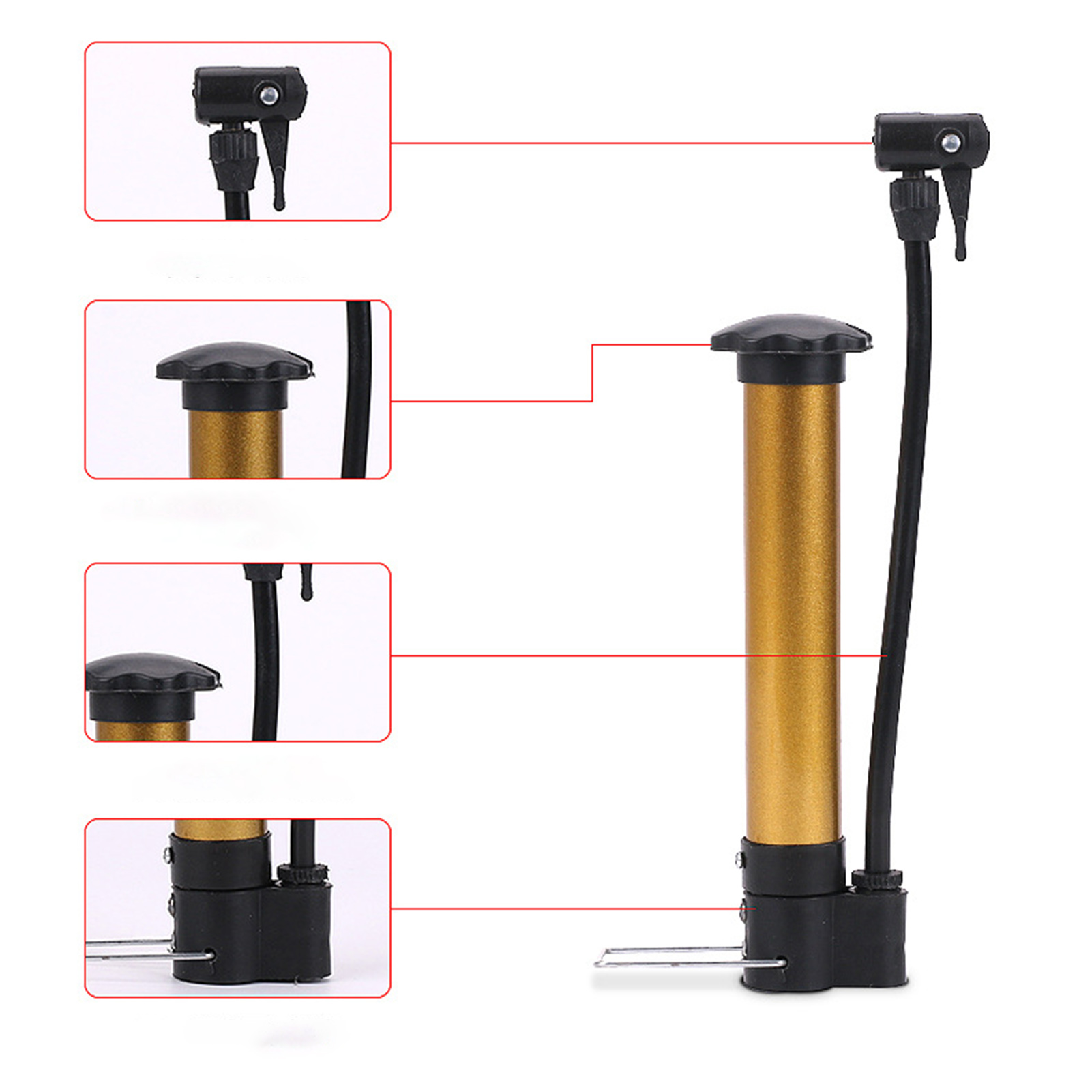 Hand Air Pump Foot Bicycle Bike Tire Basketball Football Soccer Ball Pool Toys - Multicolored Light Small Bicycle Pump Conversion Cycling Pump High Pressure Air Pump Bike Equipment