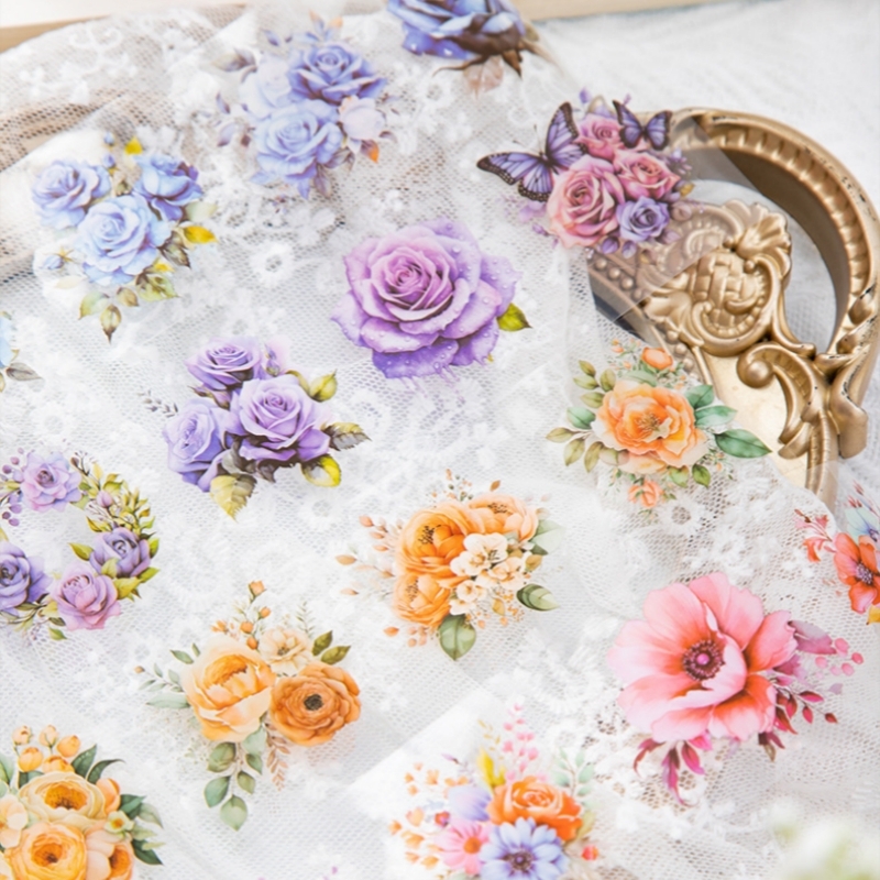 RHS Online Meeting The Sea of Flowers Series PET Masking Tapes Decorative Sticky Tape for Journaling Diary DIY Crafts Scrapbooking