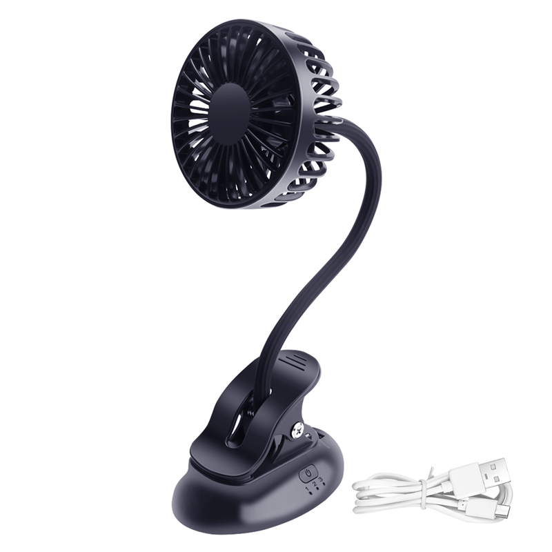 Portable Mini Clip Stroller Fan,3 Speeds Settings,Flexible Bendable Usb Rechargeable Battery Operated Quiet Desk Fan For Home,Office,Car,Travel,Camping,Outdoor Navy Blue