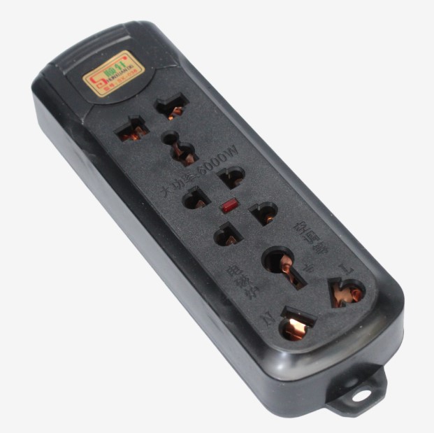 6000 watt - Heavy Duty Multi-Plug Power socket cordless without wire For Heaters, Kettle and other high voltage uses - Black