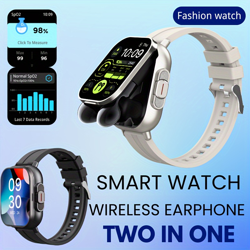 Linman 2025 New Smart Watch Earphones 2 in 1 1.83Inch HD Touch Screen Special Wireless Call Camera Alarm Clock 100+ Sports Training Modes Gift