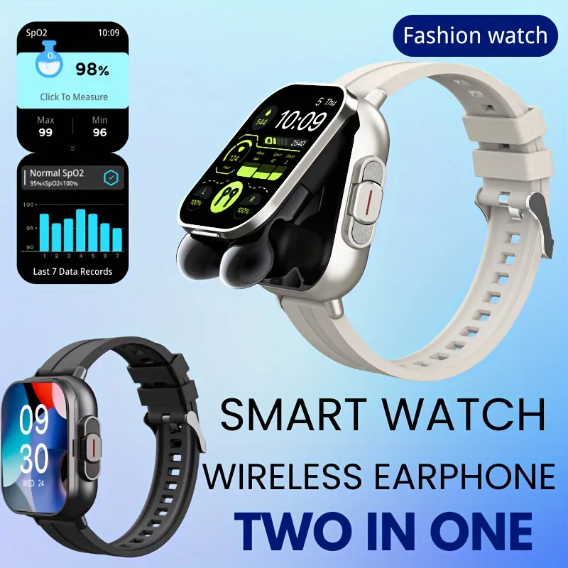 Linman 2025 New Smart Watch Earphones 2 in 1 1.83Inch HD Touch Screen Special Wireless Call Camera Alarm Clock 100+ Sports Training Modes Gift