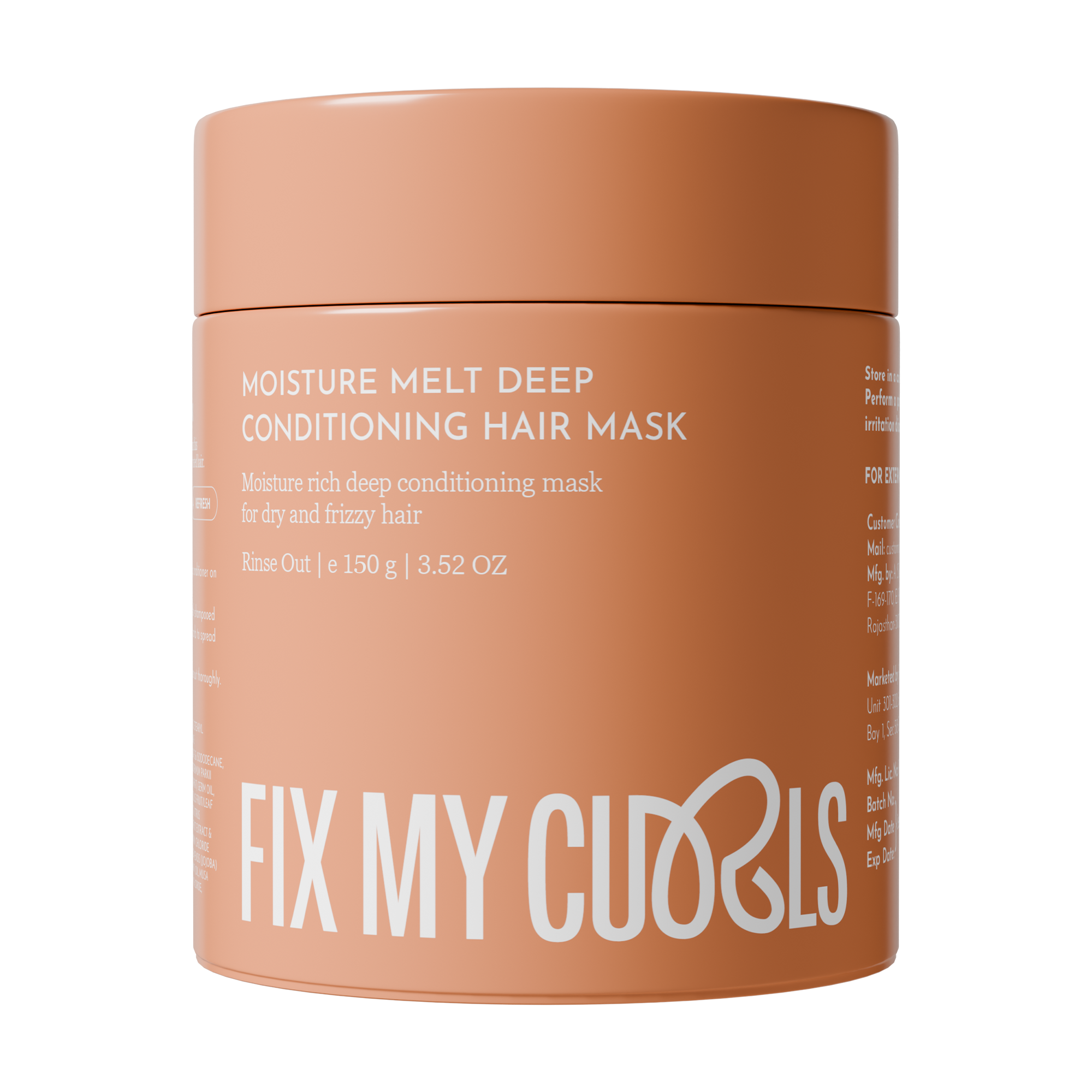 Fix My Curls Mositure Melt Deep Conditioning Hair Mask - Intense Hydration, Repair & Frizz Control for Dry Curls