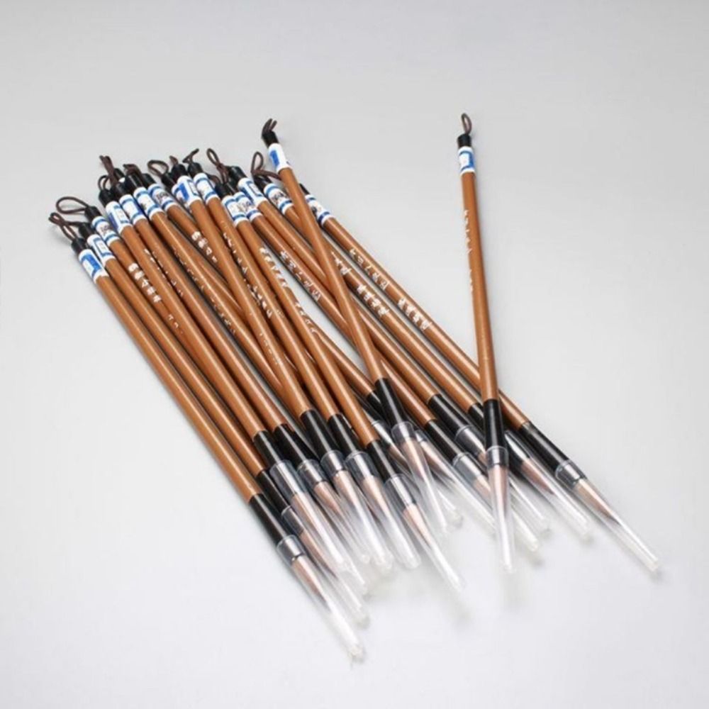 10PCS Regular Script Traditional Chinese Writing Brush Bamboo White Clouds Calligraphy Brush Wolf's Hair Calligraphy Supplies Writing Pen Student