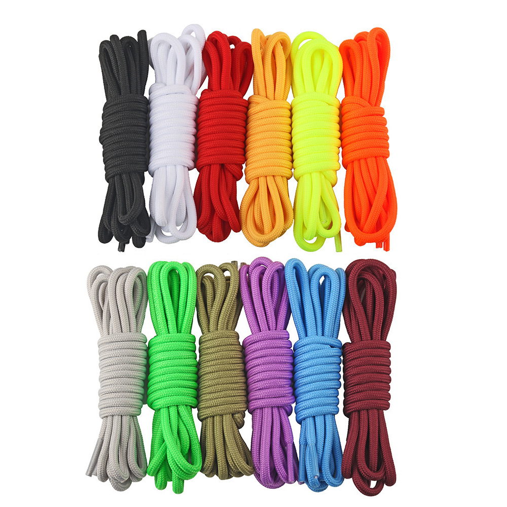【Bestselling Product】 1 Pair New Strong Round Shoe Laces 120cm 140cm 4 MM Colour Shoelaces Polyester Fibre Classic Boot Laces Hiking Boots