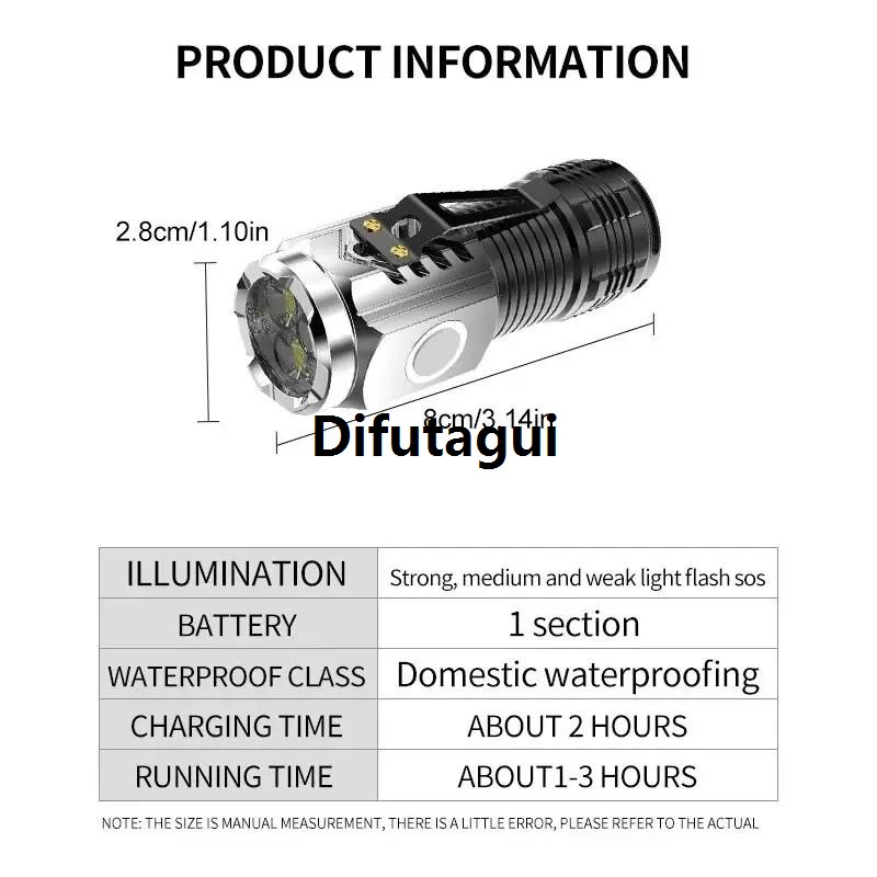 Difutagui SSD Powerful Remote Lighting Portable Powerful Super Mini Monster Professional Portable Three-Eye Flash Flashlight Rechargeable Outdoor Flashlight