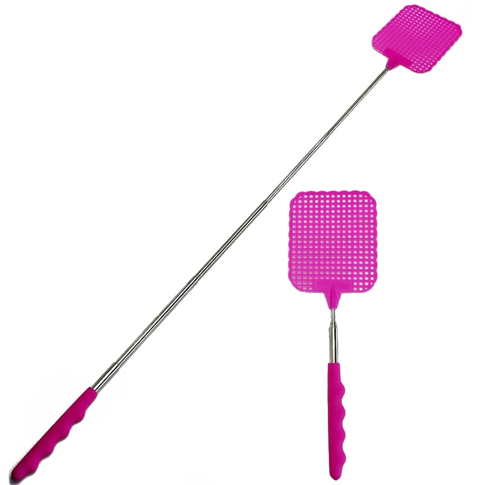 OUMERY 2X Flyswatter Fly Mosquito Insects Swatter Telescopic Up to 73 cm Pink