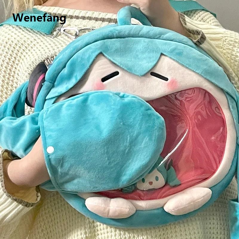 Wenefang Hatsune Miku Backpack Anime Figure Makeup Storage Bag Kawaii Itabag New style Transparent Travel Knapsack Student Toys Birthday Gifts