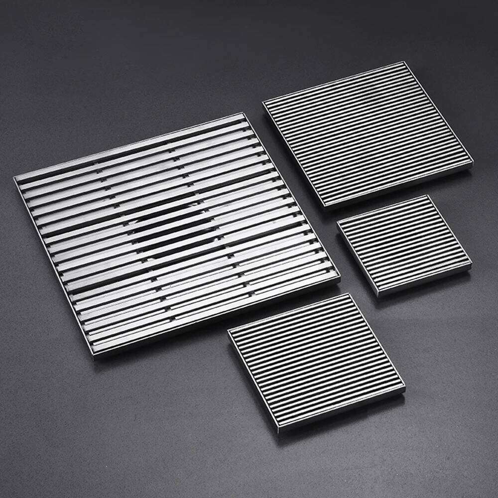 Stainless Steel Bathroom Floor Drains 12/15/20/30cm Square Linear Shower Drainage Anti-Odor Kitchen Accessory