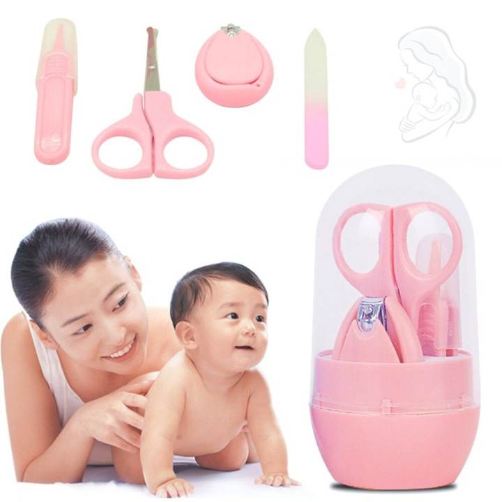 4 Pcs Baby Nail Clipper Beauty Care Set Manicure Set Kids Safety Babycare Tools Includes Nasal Tweezer Glass Nail File Scissors Suitable for Newborns Infant Kids
